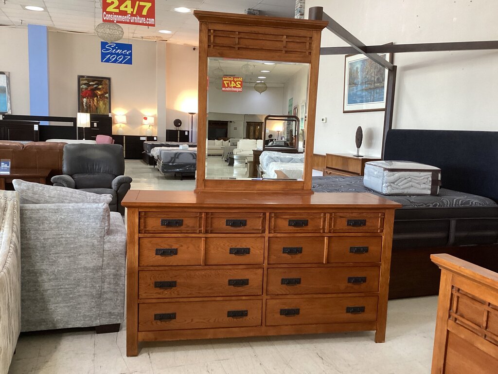 86275 Mission Style Dresser w/Mirror 66x19x36-81