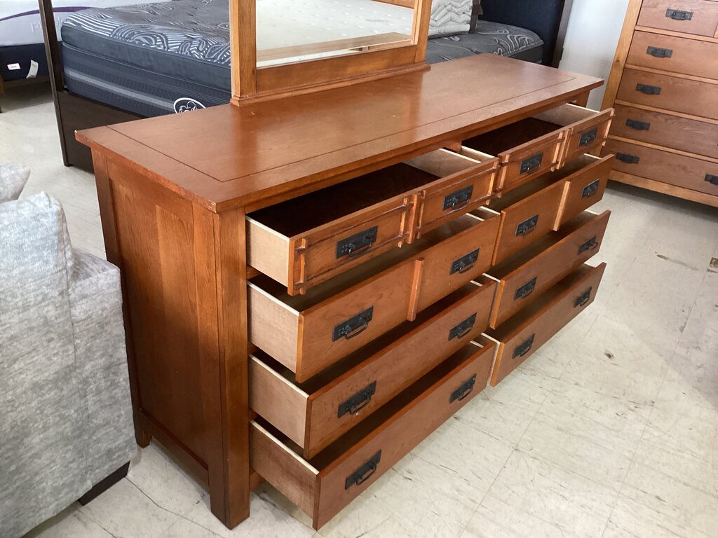 86275 Mission Style Dresser w/Mirror 66x19x36-81