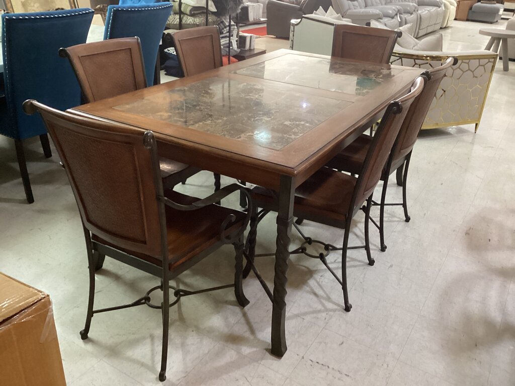 86287 - Riverside Camden 7pc Iron Base Dining Set 40x72x30