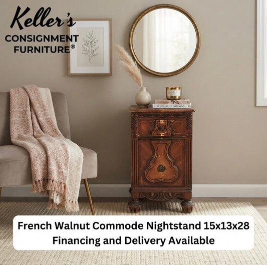 86277 - French Walnut Commode Nightstand 15x13x28