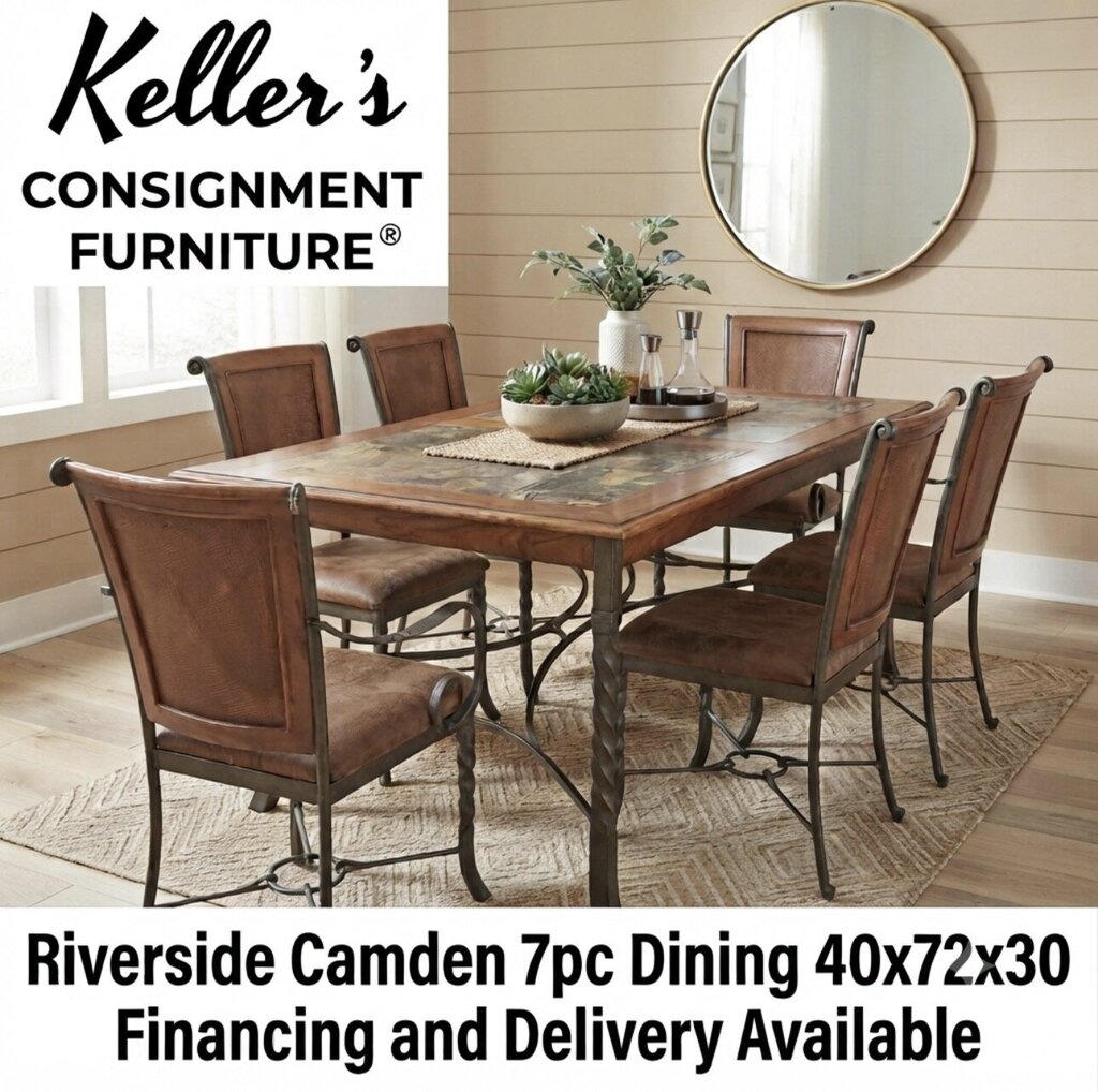86287 - Riverside Camden 7pc Iron Base Dining Set 40x72x30