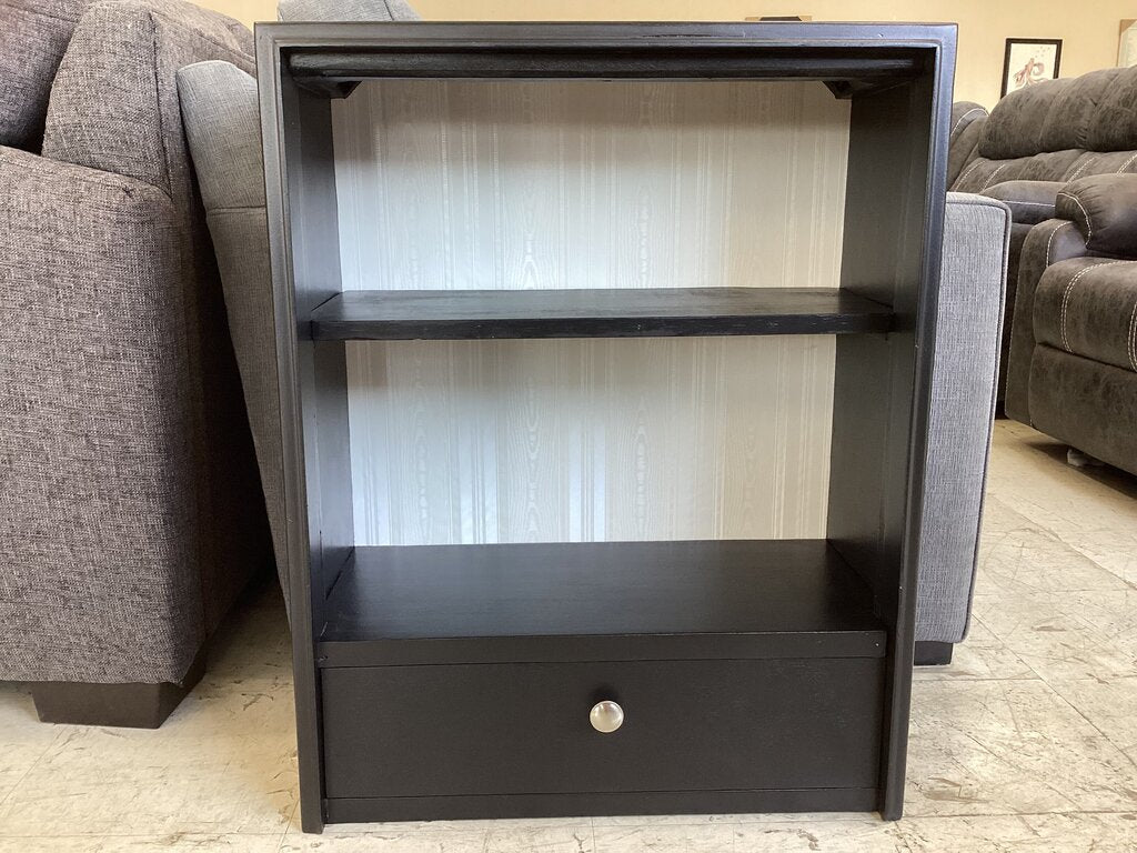 86292 (8442-51) Solid Wood Black Bookcase w/Drawer 24x12x30