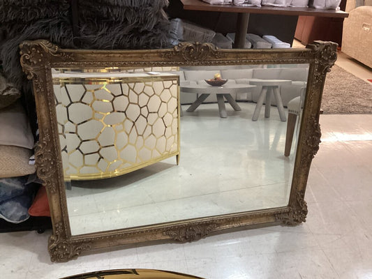 86316 Carolina Mirror Co. Vintage Ornate Gold Gilt Beveled Wall Mirror 45x33