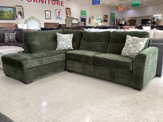 Braves Olive NEW 2pc Sectional LSF (23023-12) 113x82x40