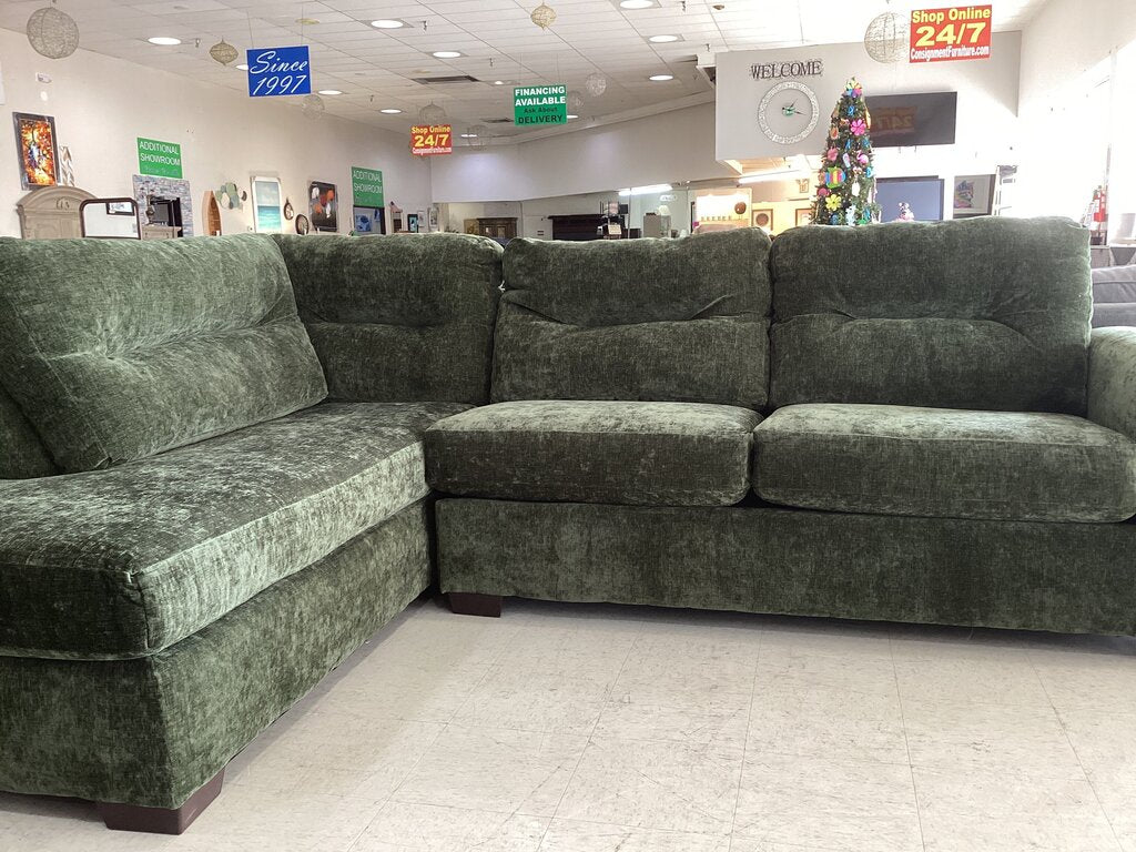 Braves Olive NEW 2pc Sectional LSF w/Ottoman 113x82x40 (23023-12)