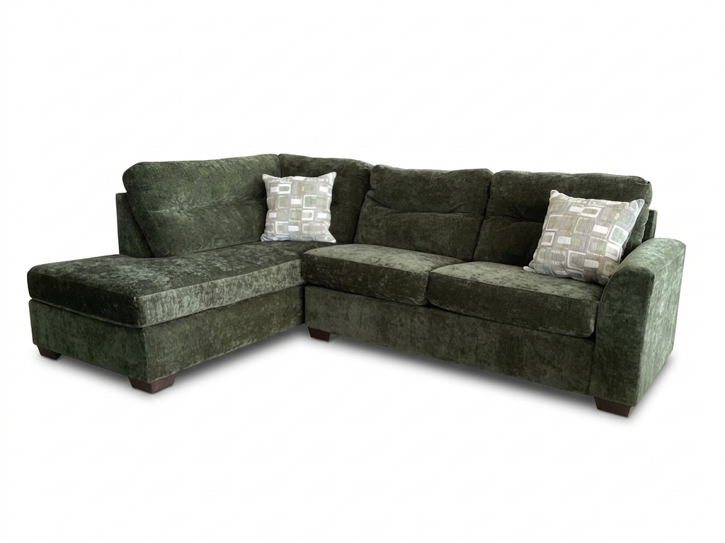 Braves Olive NEW 2pc Sectional LSF (23023-12) 113x82x40