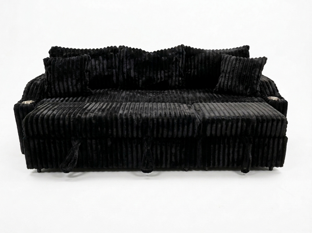 Lillian Black Corduroy NEW Sleeper Sofa 84x31x32