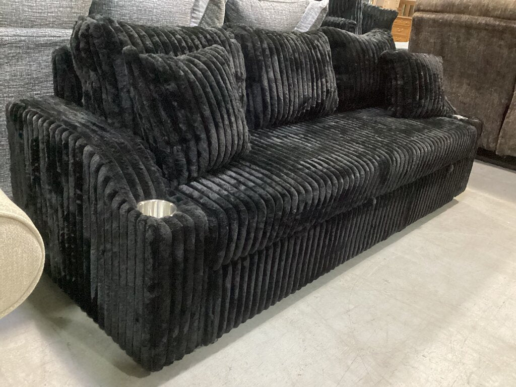 Lillian Black Corduroy NEW Sleeper Sofa 84x31x32