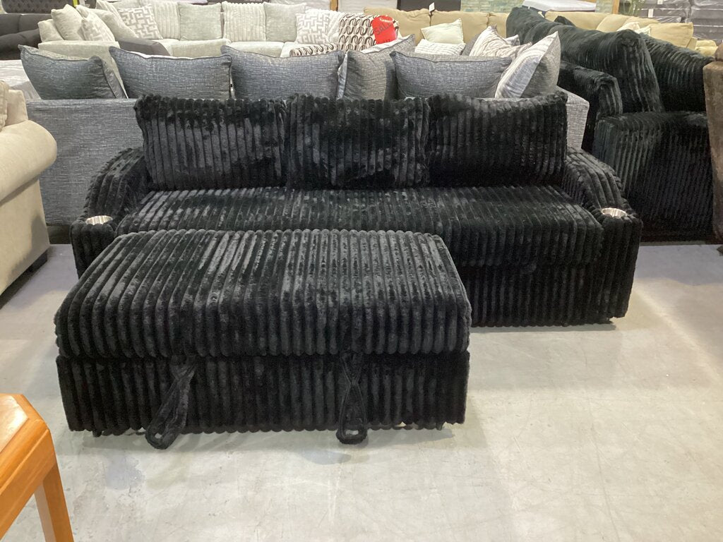Lillian Black Corduroy NEW Sleeper Sofa 84x31x32