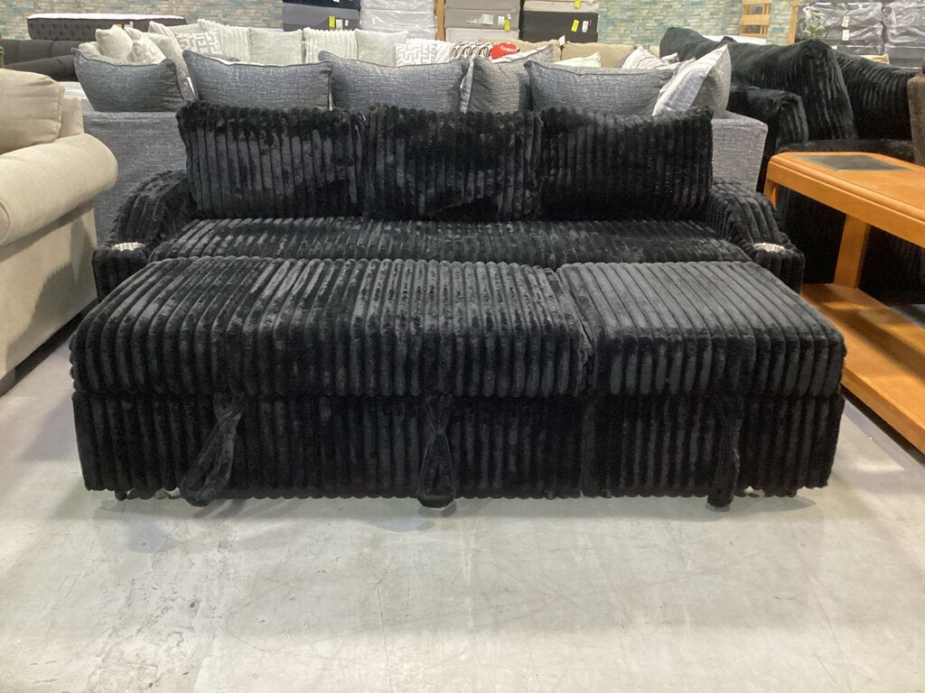 Lillian Black Corduroy NEW Sleeper Sofa 84x31x32