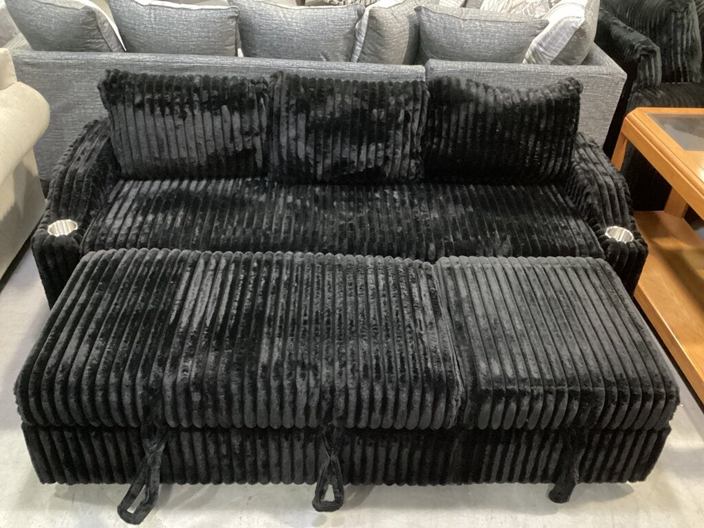 Lillian Black Corduroy NEW Sleeper Sofa 84x31x32