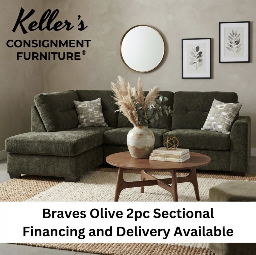 Braves Olive NEW 2pc Sectional LSF 113x82x40 (23023-12)