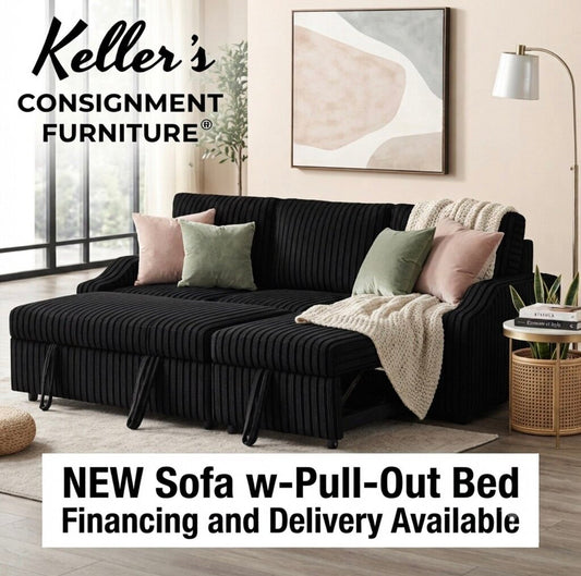 Lillian Black Corduroy NEW Sleeper Sofa 82x33/58x34