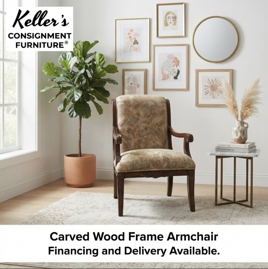 86325 - Carved Wood Armchair 27x25x37