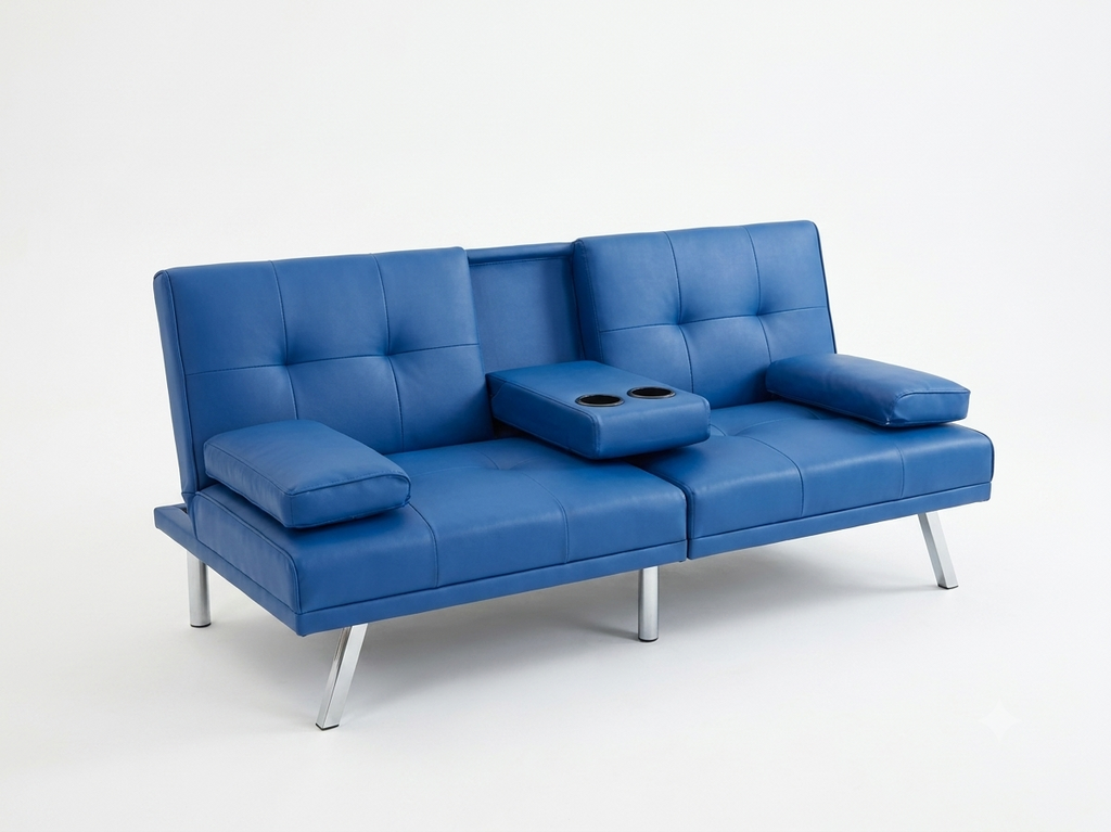 86329 Modern Blue Convertible Futon 65x32-38x14