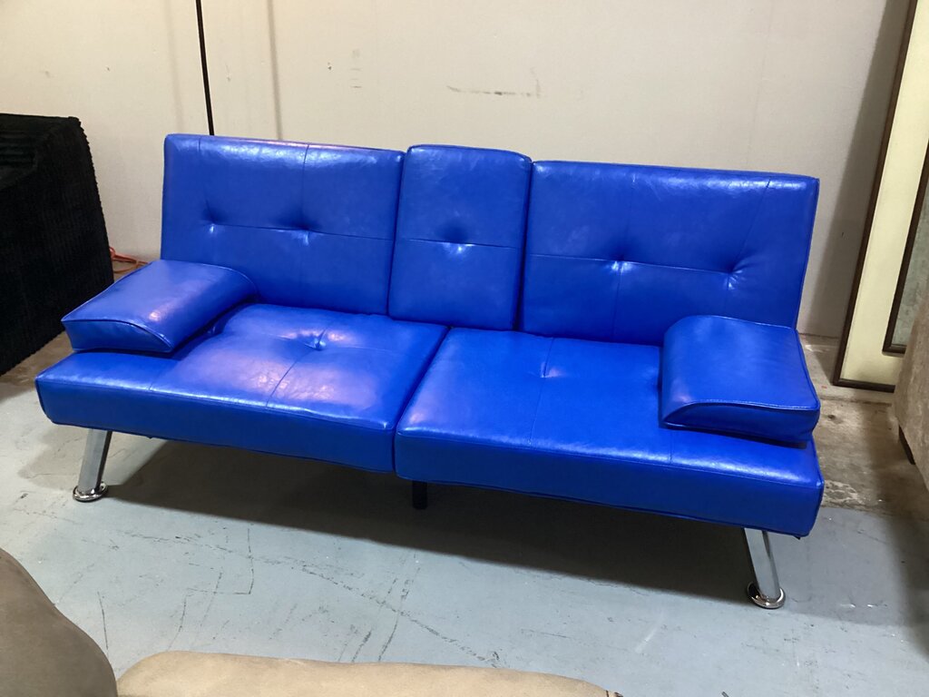 86329 Modern Blue Convertible Futon 65x32-38x14