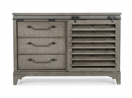 86352 Sliding Door 6 Drawer Dresser 64x60x43
