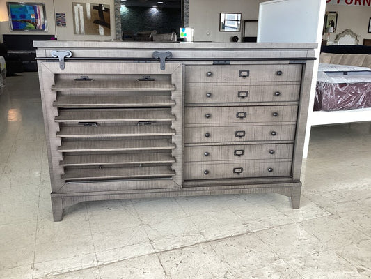 86352 Sliding Door 6 Drawer Dresser 64x60x43