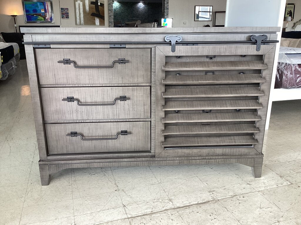 86352 Sliding Door 6 Drawer Dresser 64x60x43