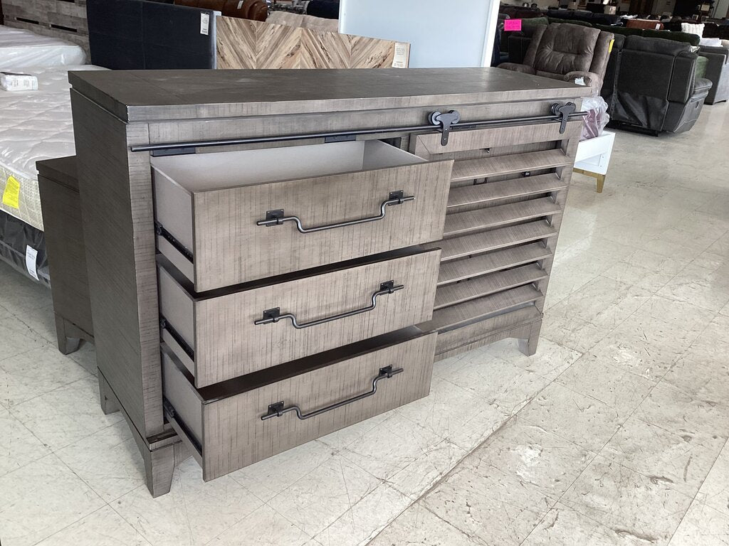 86352 Sliding Door 6 Drawer Dresser 64x60x43