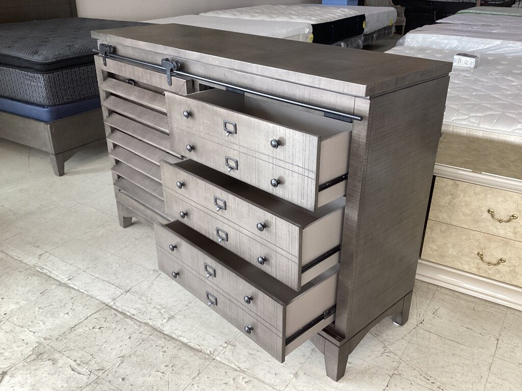 86352 Sliding Door 6 Drawer Dresser 64x60x43