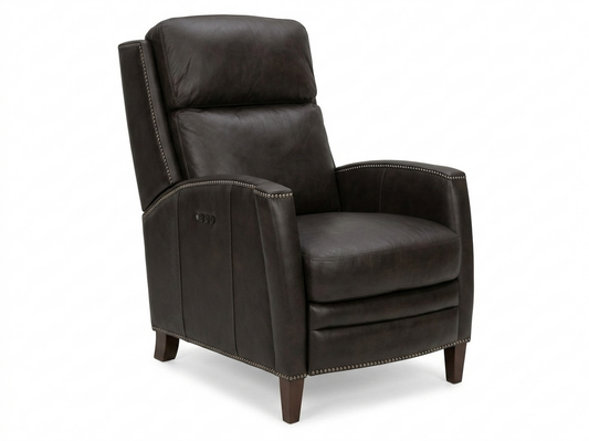 86336 - Artisian Home Noah Black Leather Power Recliner 28x37x41