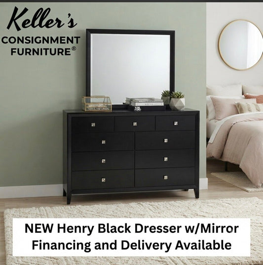 Henry Black NEW Dresser wMirror 55x17x39-74 (FBNSTA-0035FD)