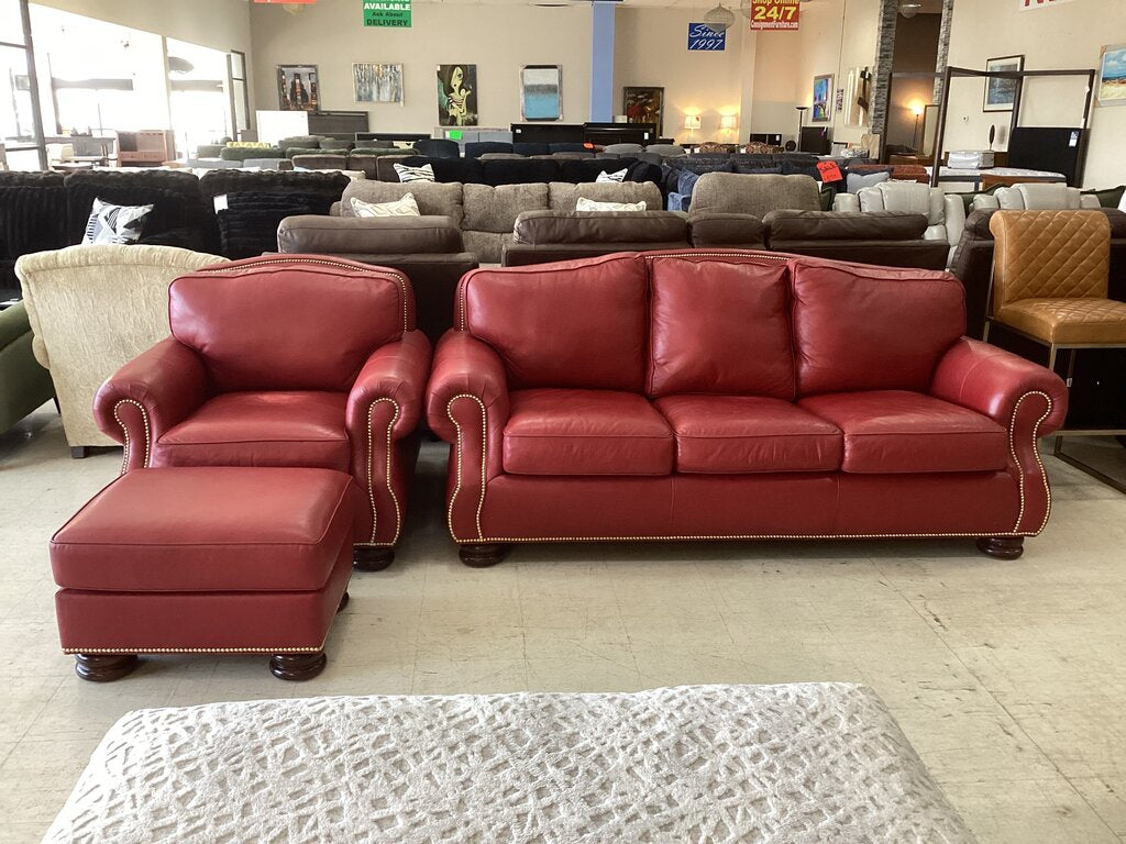 86358 - Hancock & Moore Sofa, Chair & Ottoman (86/39x43x37 o-27x21x17)