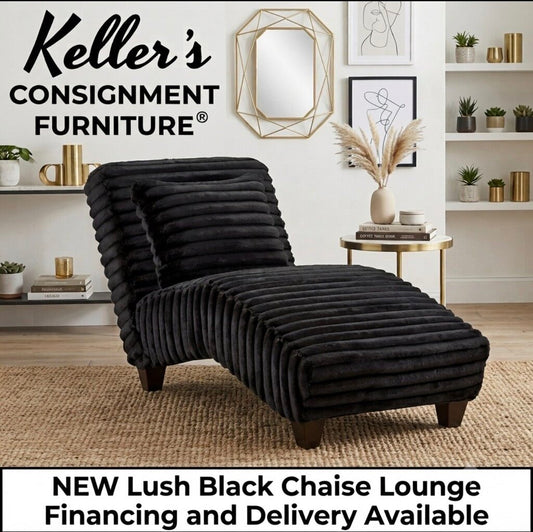 Lush Black NEW Chaise Lounge 31x67x35 (9006)