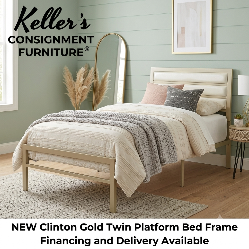 Clinton NEW Gold Twin Platform Frame 40x79x38 (214610)