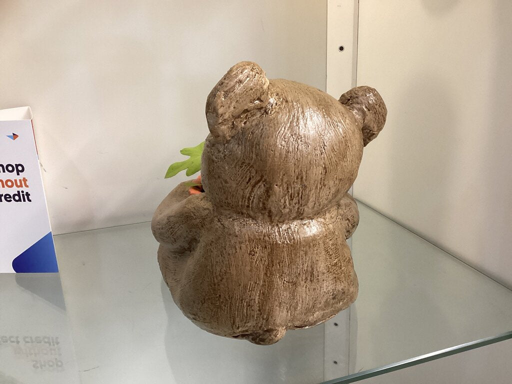 86370 Handmade Cement Teddy Bear Planter 10x9x9