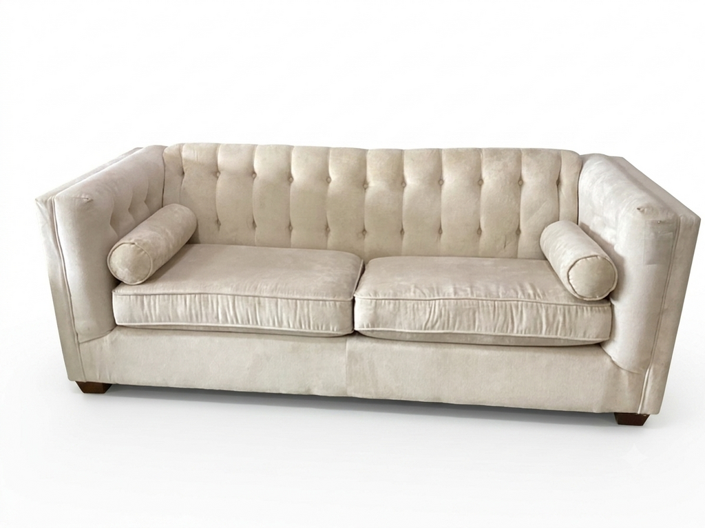 86367 Cream Tuxedo Tufted Sofa 86x34x32