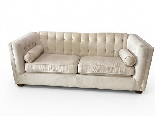86367 Cream Tuxedo Tufted Sofa 86x34x32