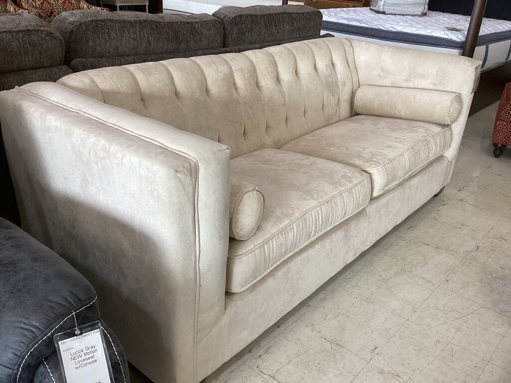 86367 Cream Tuxedo Tufted Sofa 86x34x32