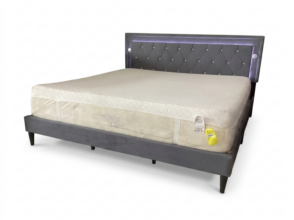 Glow Tune NEW Gray King Platform Bed Frame (144040)