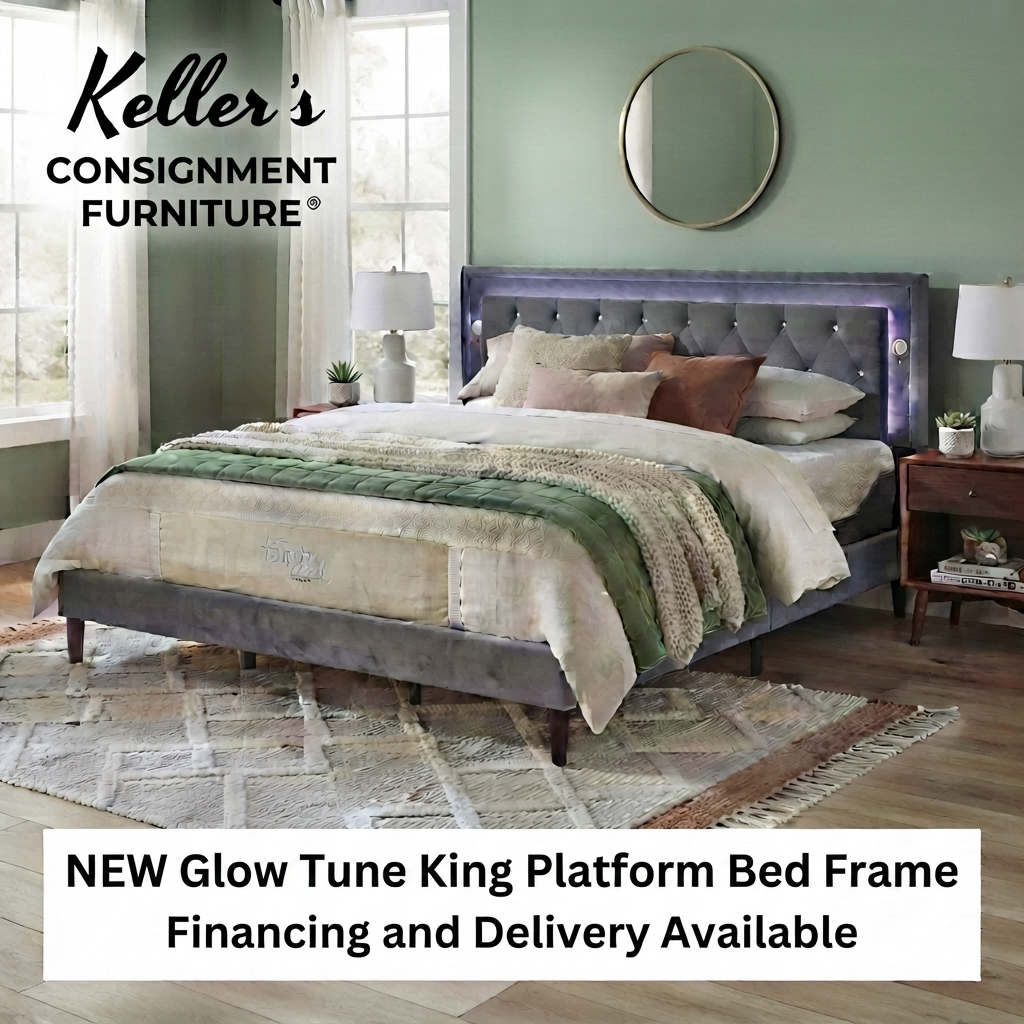 Glow Tune NEW King Platform Bed w/USB, LED, Bluetooth (144040)