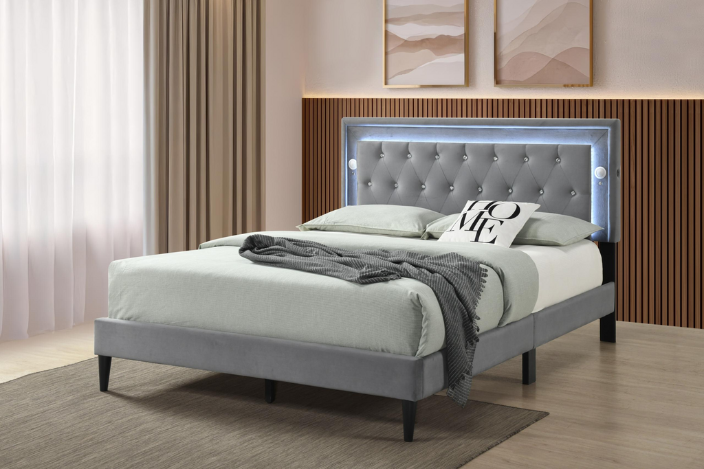 Glow Tune NEW King Platform Bed w/USB, LED, Bluetooth (144040)