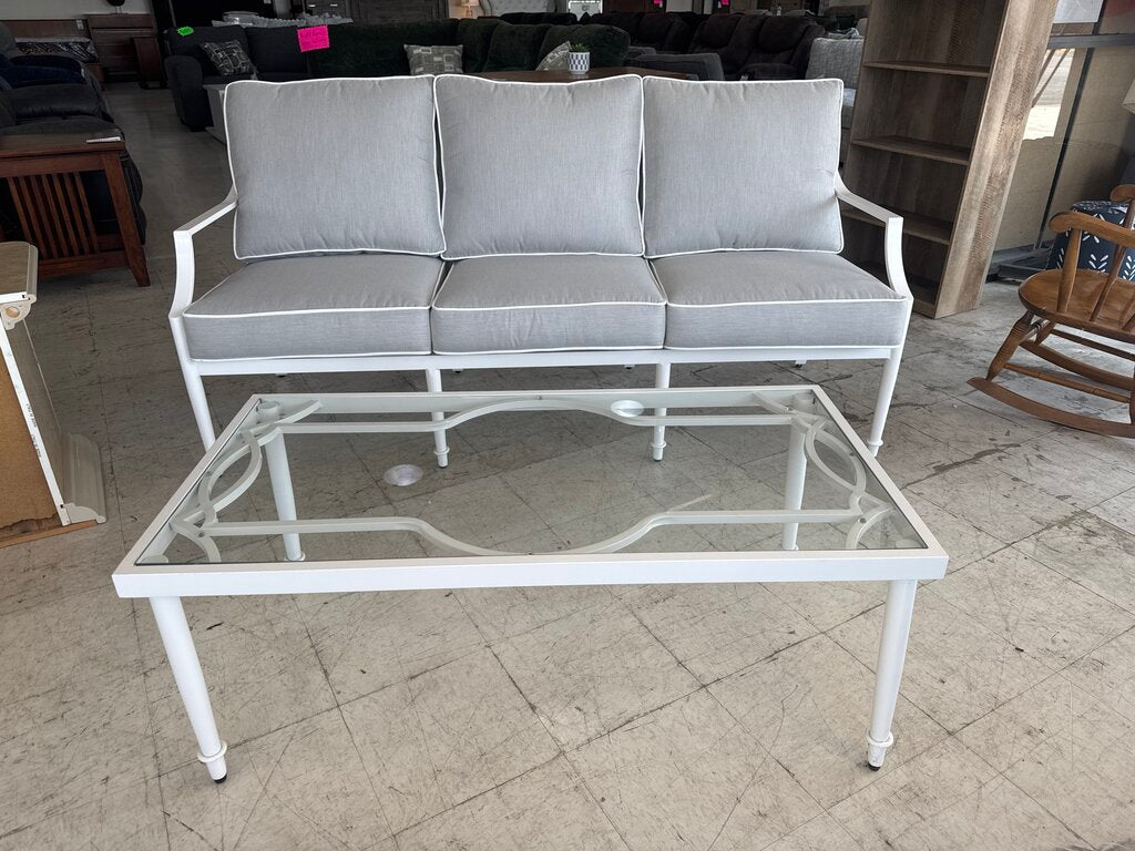 85430-2pc - World Source Hanover Patio Sofa & Table 74x32x36, 46x24x18