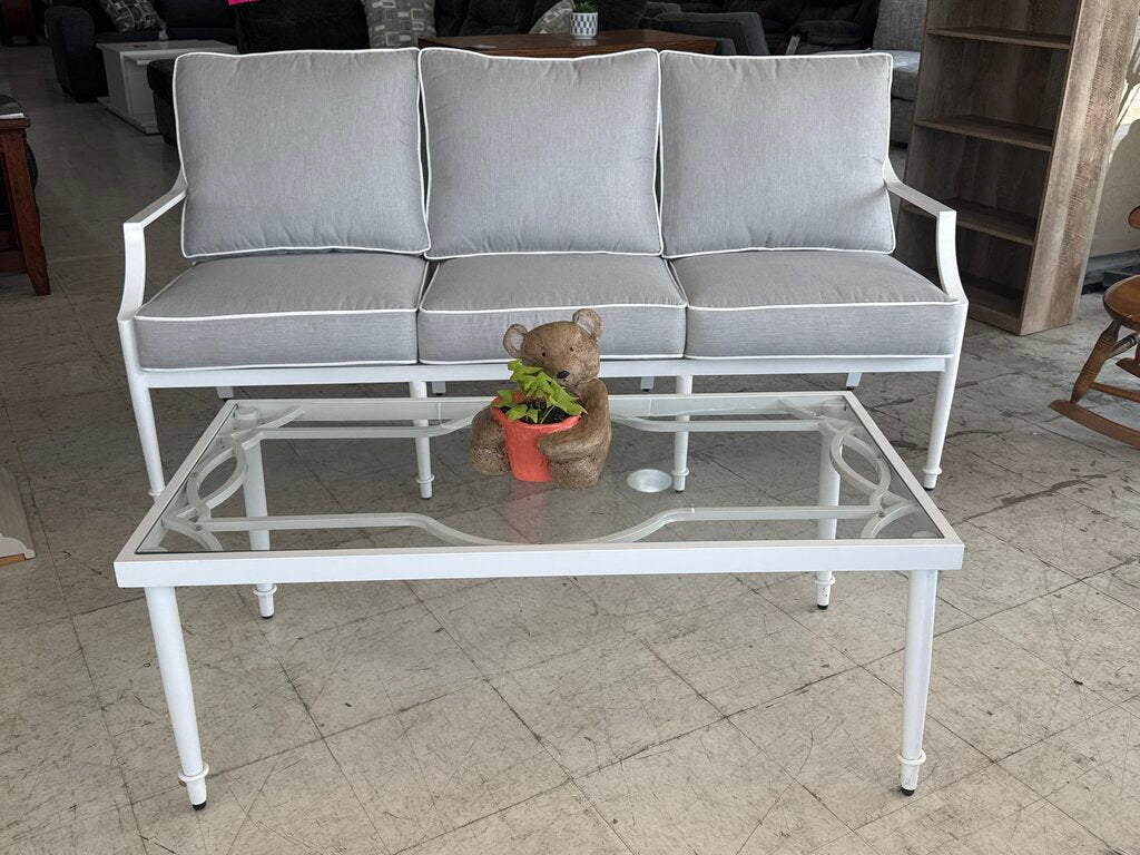 85430-2pc - World Source Hanover Patio Sofa & Table 74x32x36, 46x24x18