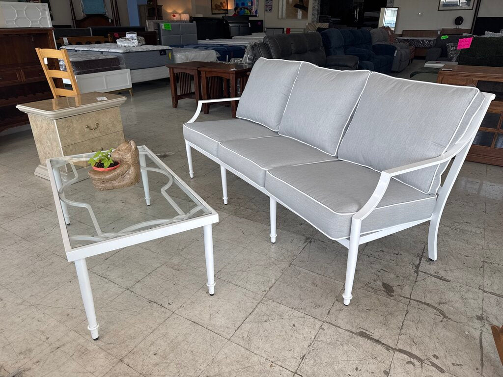 85430-2pc - World Source Hanover Patio Sofa & Table 74x32x36, 46x24x18