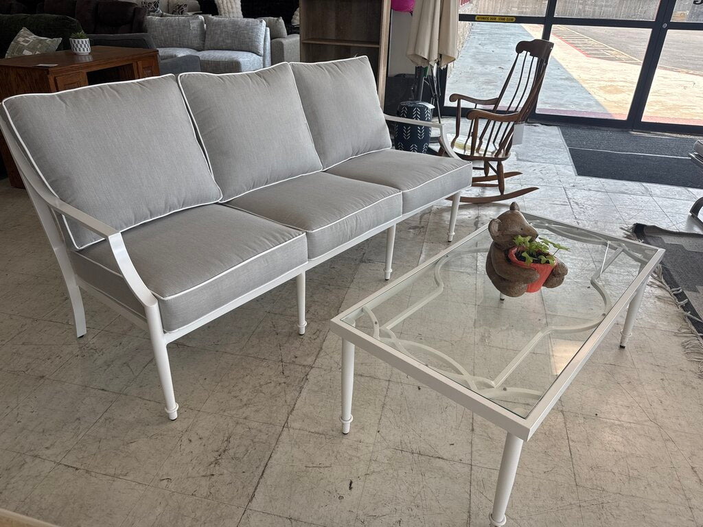85430-2pc - World Source Hanover Patio Sofa & Table 74x32x36, 46x24x18