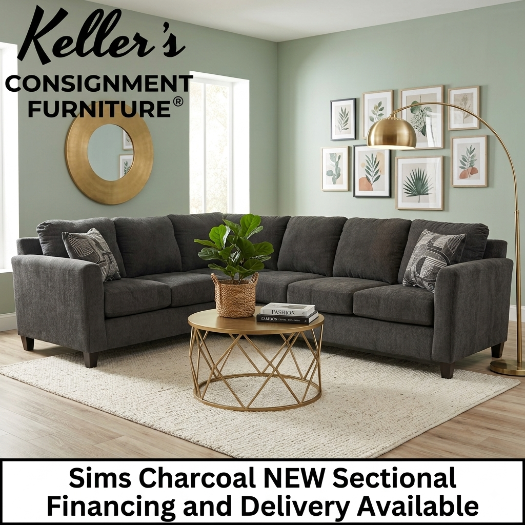 Sims Charcoal NEW Sectional 104x80x36