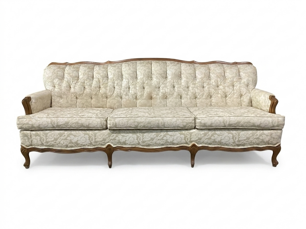 86401 - Vintage French Provencial Tufted Sofa
