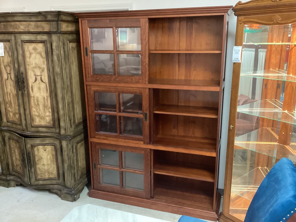 86390 - Sliding Door Display Curio Bookcase 57x17x79