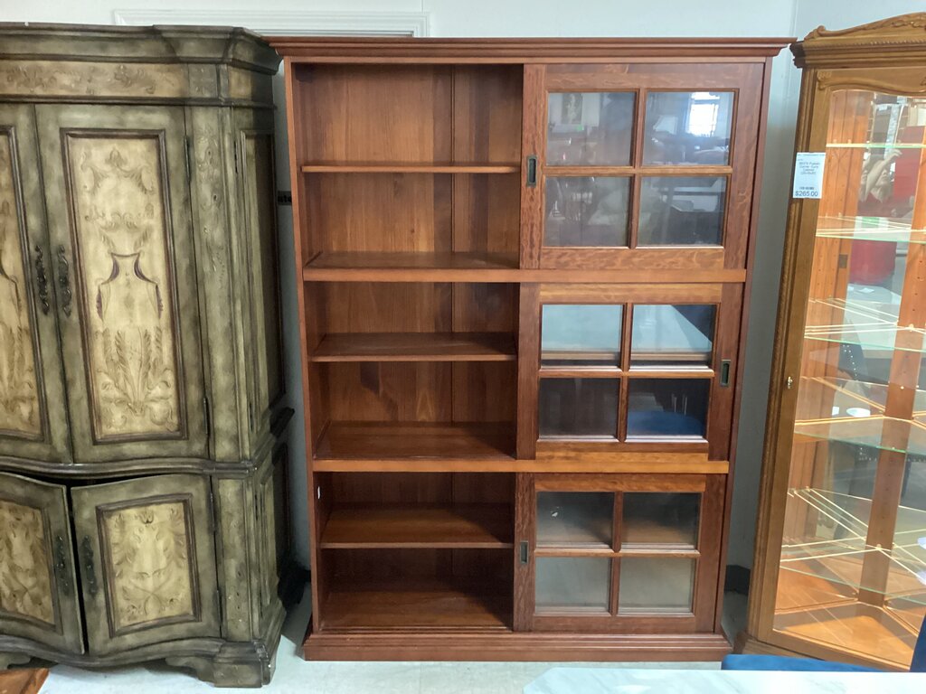 86390 - Sliding Door Display Curio Bookcase 57x17x79