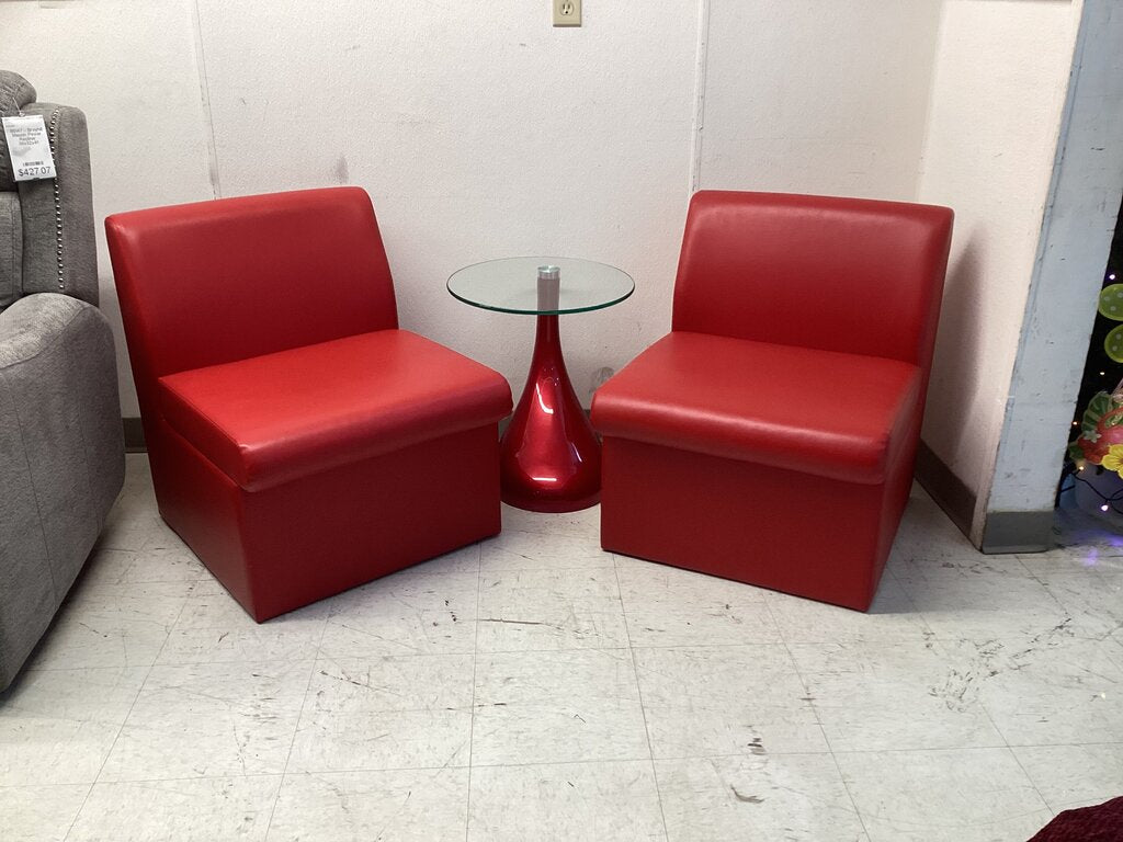 86404 Global Braden Armless Chairs w/ Side Table (24x27x29)(18x22)