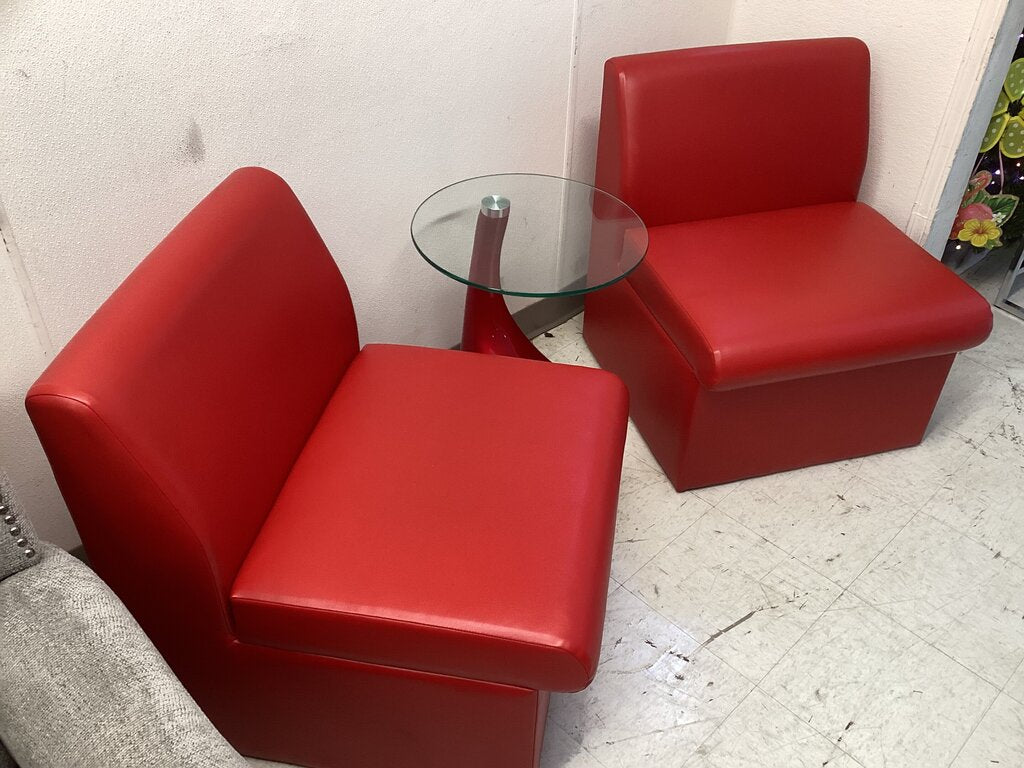 86404 Global Braden Armless Chairs w/ Side Table (24x27x29)(18x22)