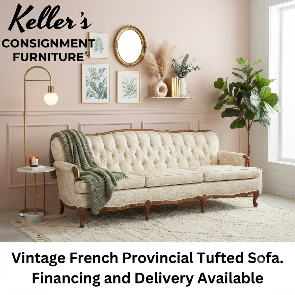 86401 - Vintage French Provincial Tufted Sofa
