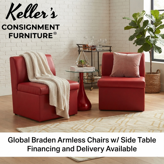 86404 Global Braden Armless Chairs w/ Side Table (24x27x29)(18x22)