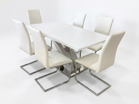White 7pc Dining Set w/Butterfly Leaf